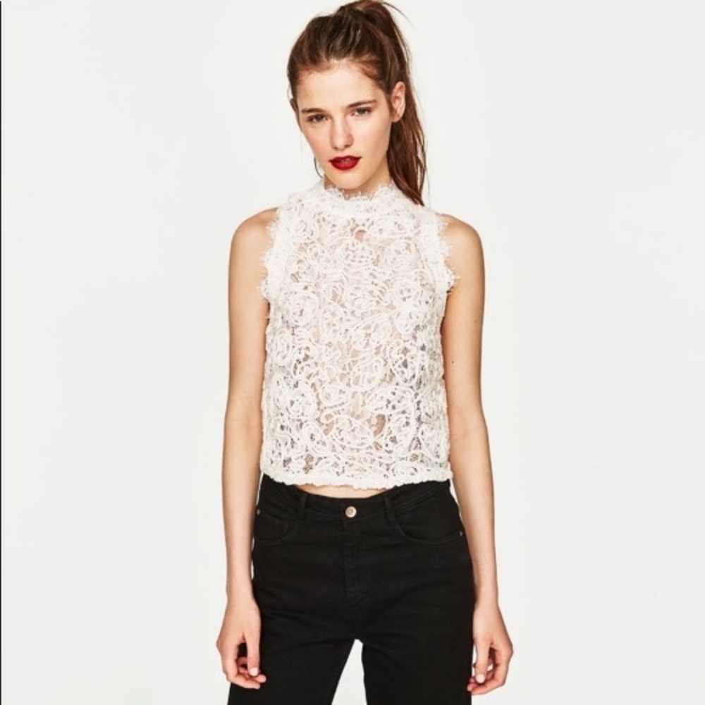 NWT!!! Zara white lace top